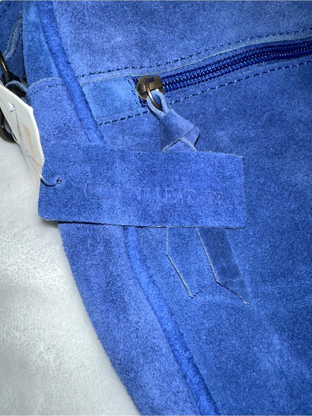 Cobalt Blue Suede Crossbody Bag - Picture 3 of 10